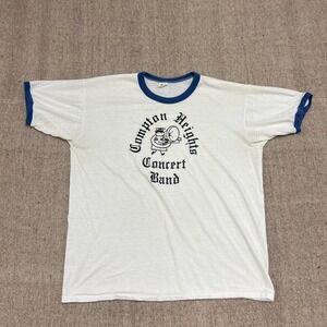 Vintage Compton Heights Concert Band Shirt Mens XL White 1970s Russell Athletic